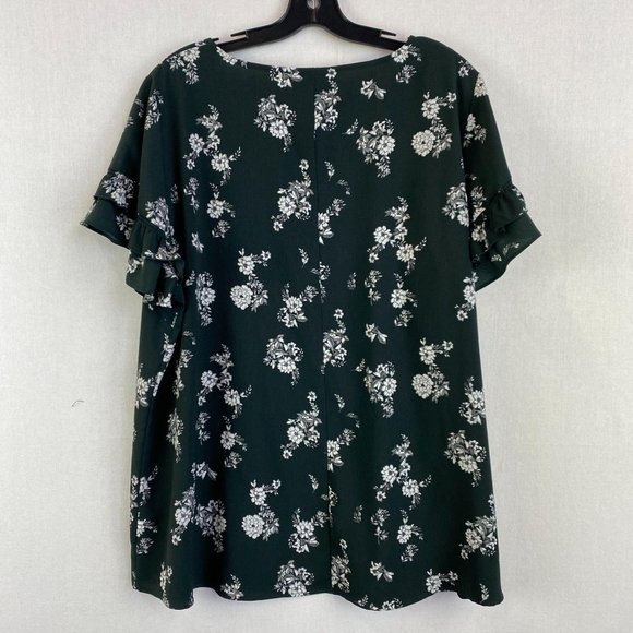 LANE BRYANT Dark Green Floral Print Blouse - Picture 7 of 7